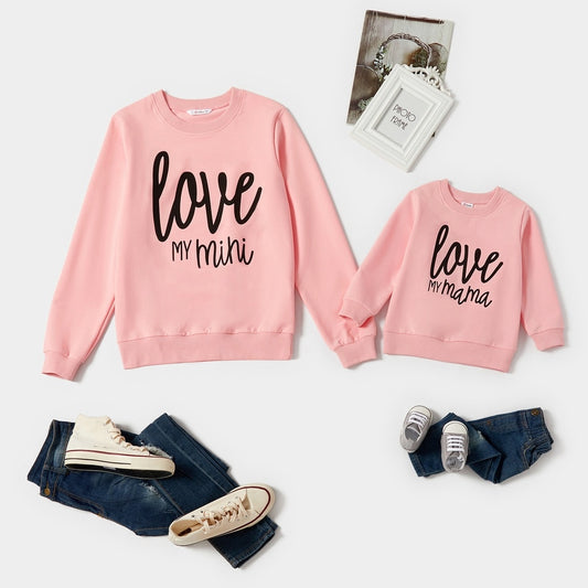 Pink Cotton Long Sleeves Sweatshirts/ Family Matching Outfits