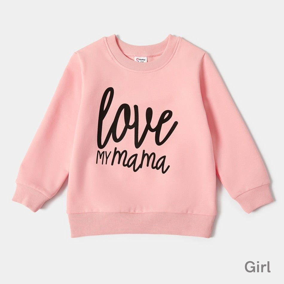 Pink Cotton Long Sleeves Sweatshirts/ Family Matching Outfits