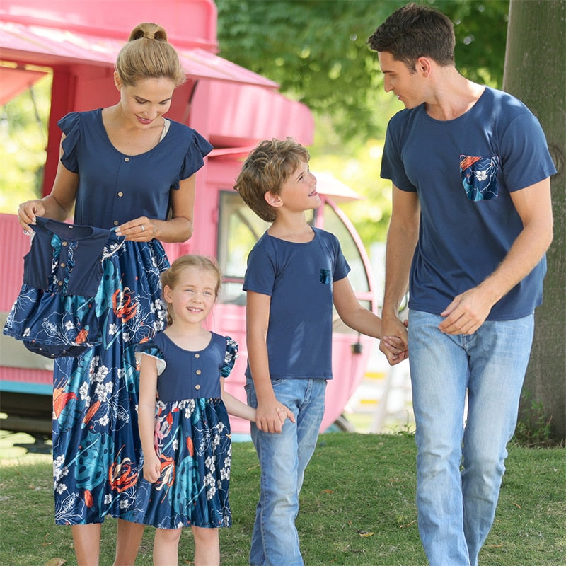 Family Flower Matching Dress & T-shirt