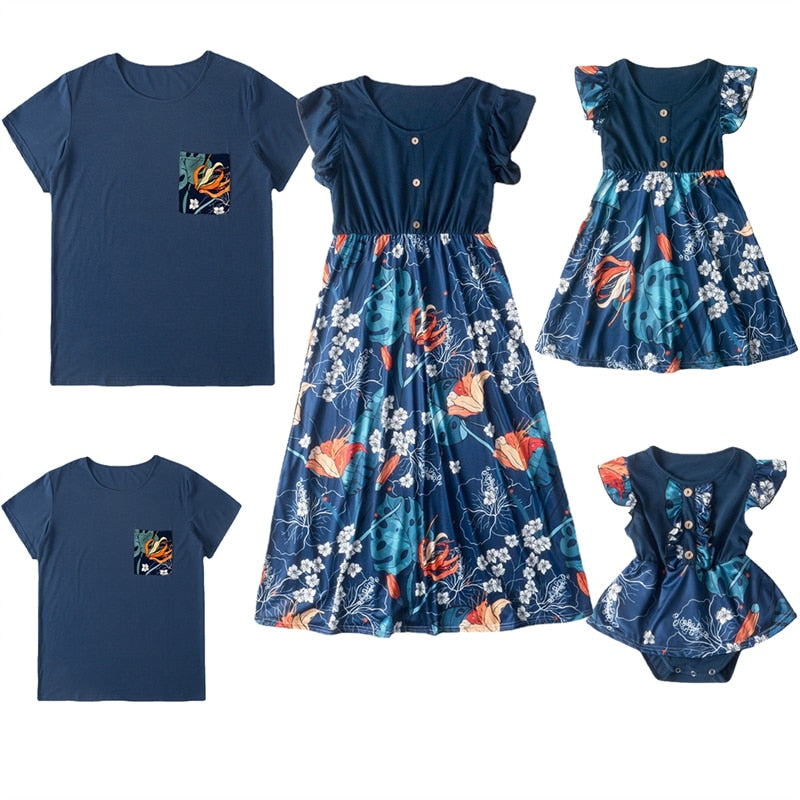 Family Flower Matching Dress & T-shirt